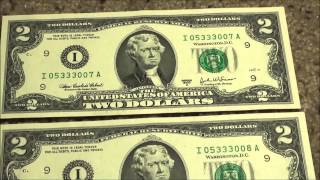 $2 with Consecutive Serial Numbers SERIES 2003A found searching currency