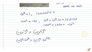 If `omega(!=1)`be an imaginary cube root of unity and `(1+omega^2)^n=(1+omega^4)^n`, then the...