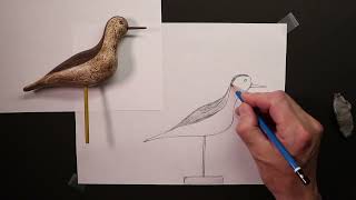 EXTREME BEGINNERS   Drawing a Carved Shore Bird Using Pencils with Chris Petri