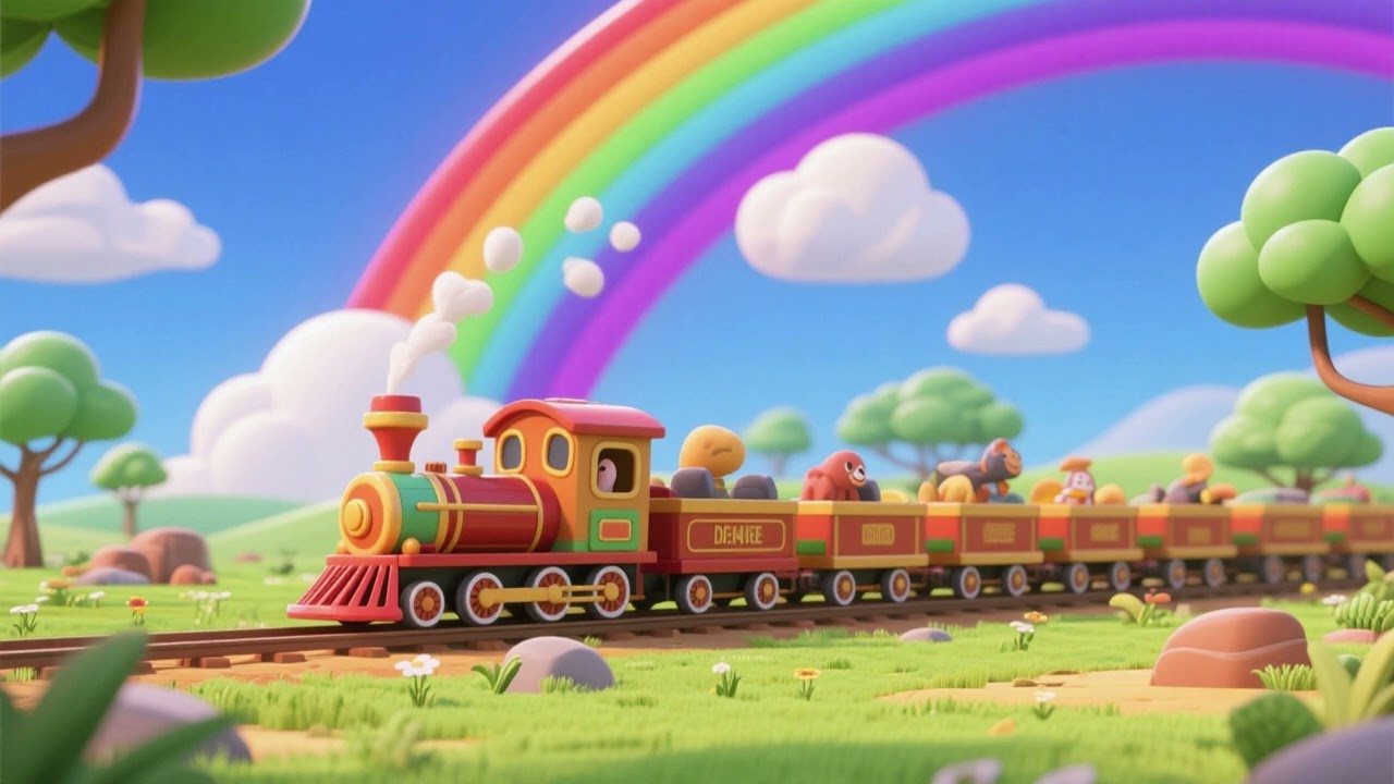 🚂🦁🌈 Tren Safari bajo el Arcoíris | Canciones infantiles y rimas 🎶