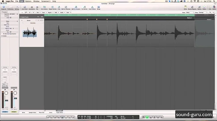 Flex Time 2 Drum Loops in Logic