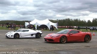 Koenigsegg Agera vs LaFerrari vs 918 Spyder vs 458 Speciale - Drag Racing