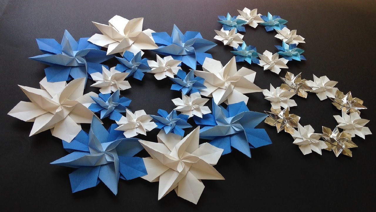 折り紙 雪の結晶のリース 立体 折り方 Origami Snowflake Wreath Tutorial Niceno1 ナイス折り紙 Niceno1 Origami 折り紙モンスター