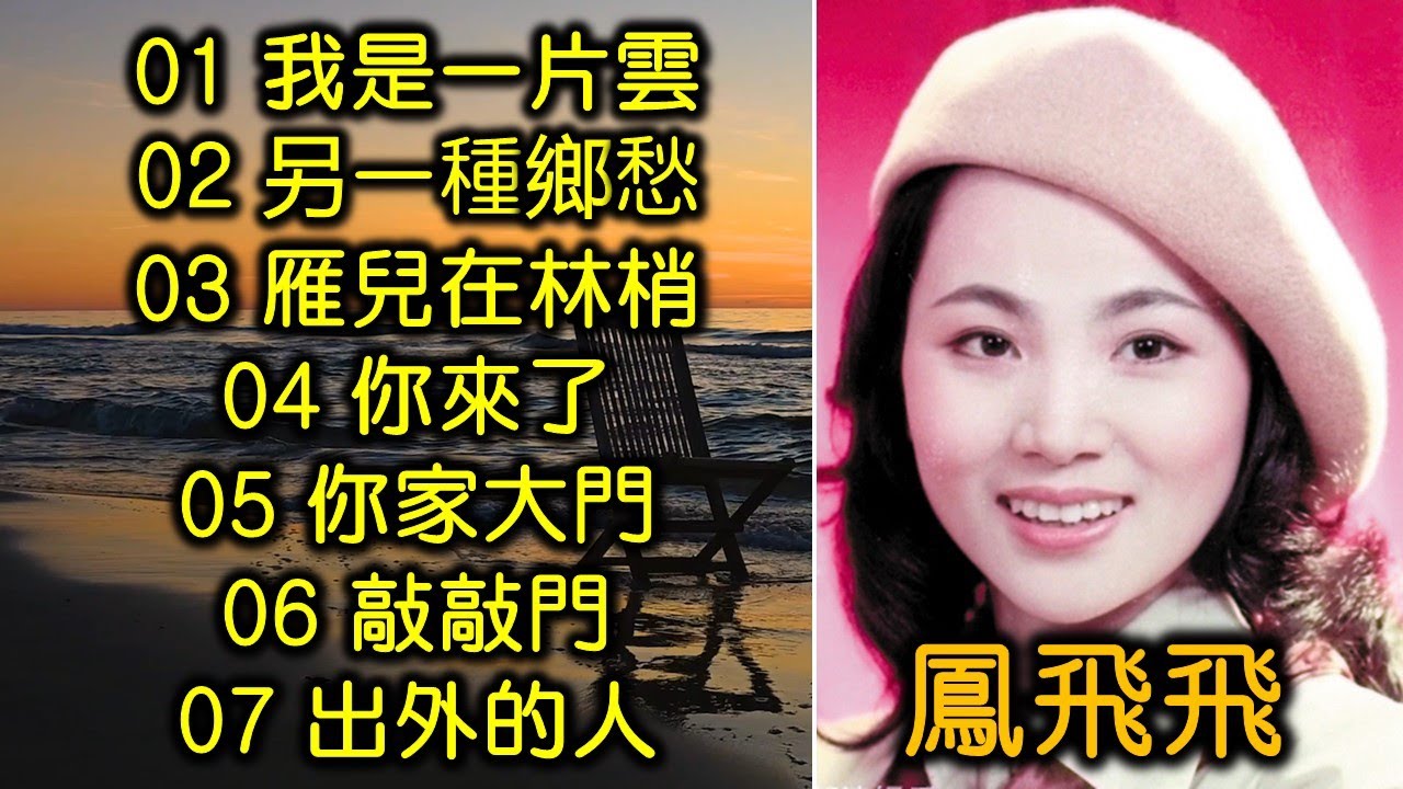 鳳飛飛精選（2）（内附歌詞）01 我是一片雲；02 另一種鄉愁；03 雁兒在林梢；04 你來了；05 你家大門；06 敲敲門；07 出外的人