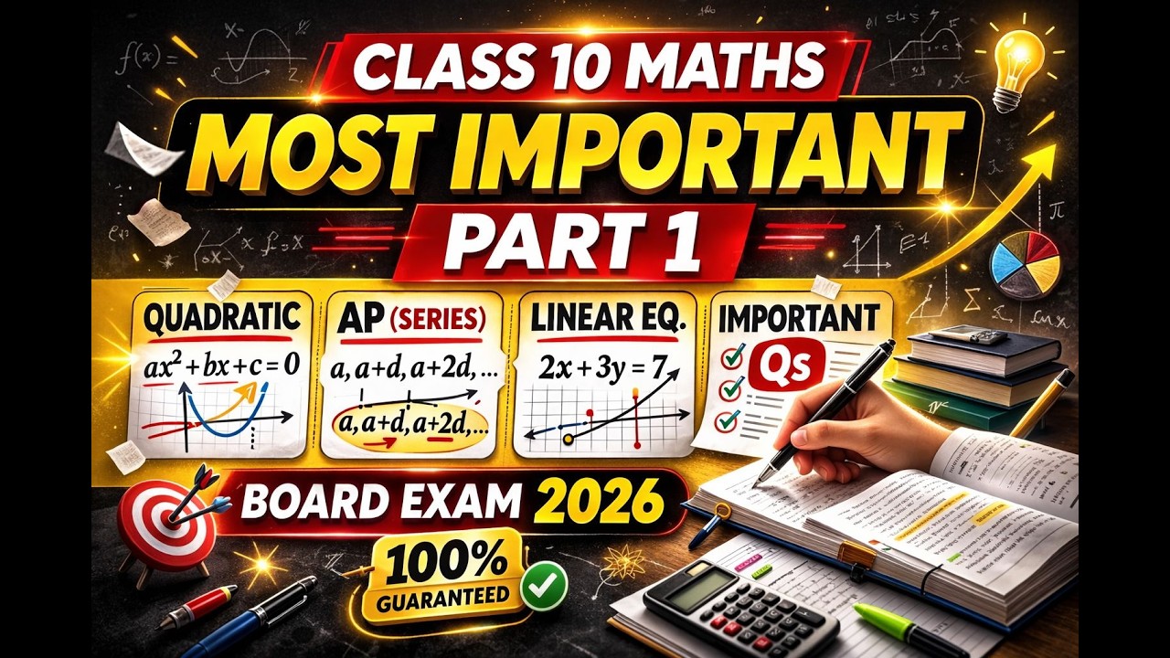 Class 10 Maths 2026|Most Important Questions Part 1| Quadratic, AP & Linear Equations|Exam Revision📑