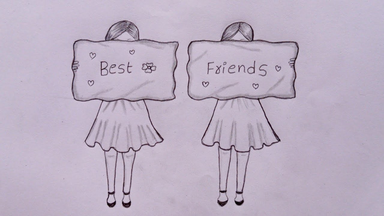 Easy and friends. How to draw best friends. How to draw Frend.