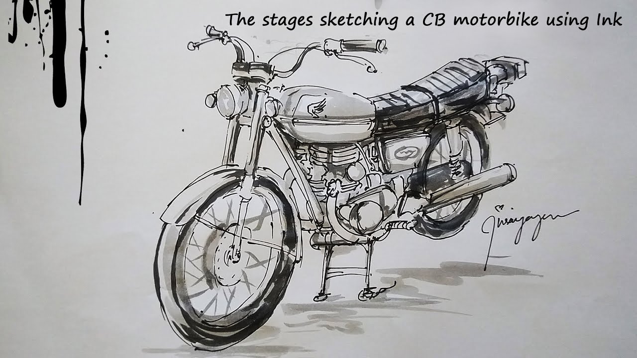 Tahapan Sketsa motor  CB  klasik  The stages sketching a 