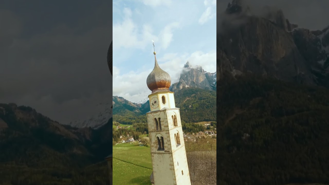 Coolest FPV shot around St. Valentine Church in Dolomites ⛪️⛰️✨ 
