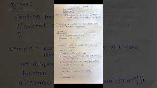 Function in javascript | javascript notes #shorts #javascript #notes
