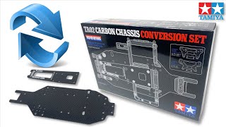 Tamiya RC Carbon Chassis Swap. TA02 Conversion Set HOP-UP Unboxing & Install, Kit: 47479 (HOW MUCH!)