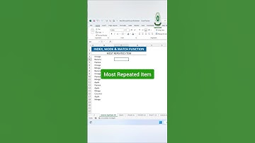 👉 Most Repeated Item | INDEX, MOD & MATCH Function | #exceltips #indexfunction #matchformula #shorts