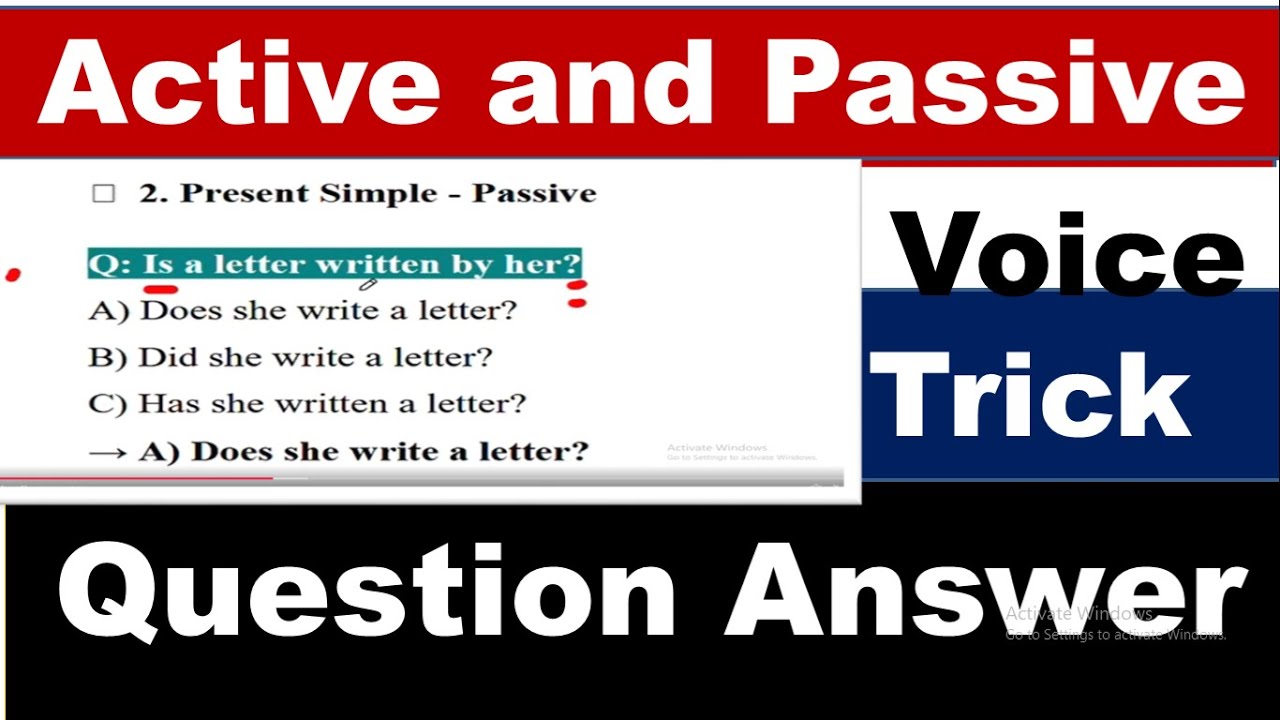 Active and Passive Voice Best Trick | English Grammar Class | question ...