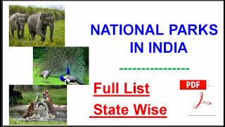 National Parks in India | State Wise PDF Download