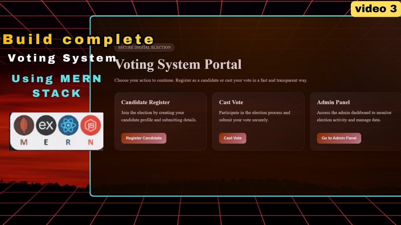 3.Backend + Server Setup - Voting System , MERN STACK - YouTube