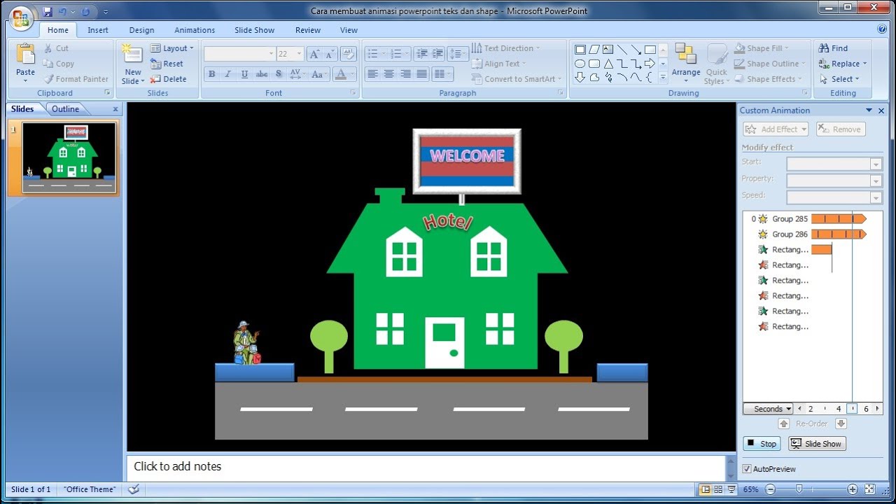 Tutorial powerpoint  2007 Cara membuat animasi  powerpoint  