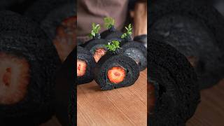 Christmas Black and red swiss roll cake 漆黒と紅のクリスマスロールケーキ #shorts #asmr #cooking