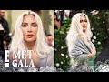 Kim kardashian shocks with another super snatchedwaist gown  2024 met gala
