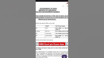 RAILWAY RRB Exam Date oct 2024 new update/ RRB govt job news
