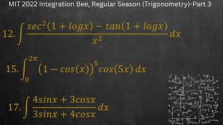 MIT 2022 Integration Bee, Regular Season (Trigonometry)-Part 3