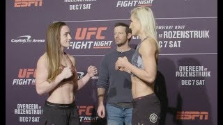 Aspen Ladd vs. Yana Kunitskaya - Weigh-in Face-Off - (UFC on ESPN: Overeem vs. Rozenstruik)