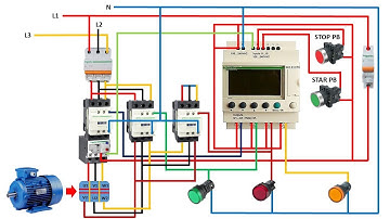star delta motor connection components using smart relay | star delta connection diagram