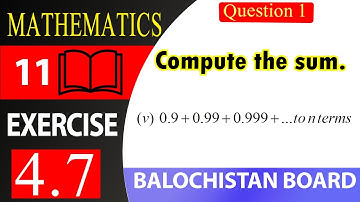 11th Math Exercise 4.7 Question 1(v) | Geometric Series |  Sum the series | Compute the sum | BBISE