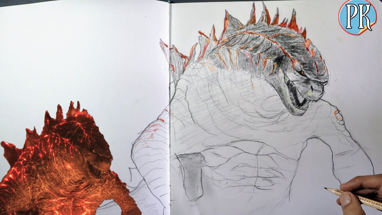 how to draw burning GODZILLA || step by step easyway - YouTube