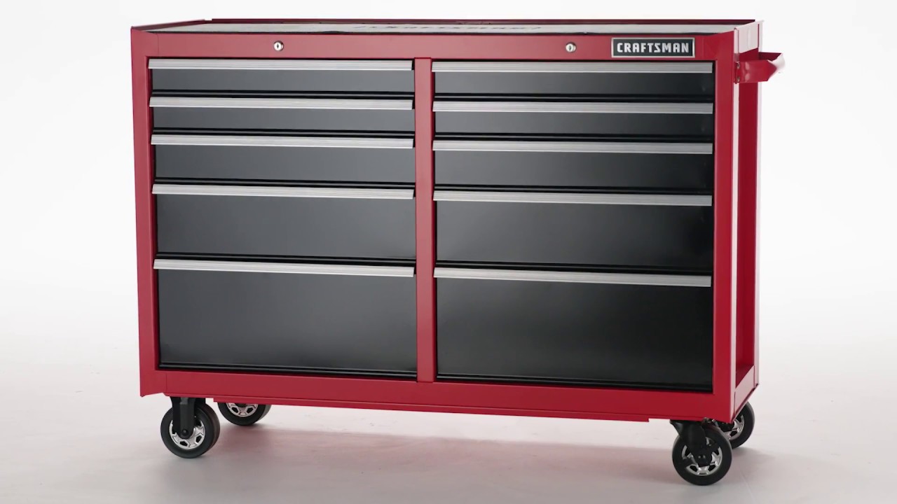 Craftsman Heavy Duty 10 Drawer Red Steel Tool Cabinet 52 In W X