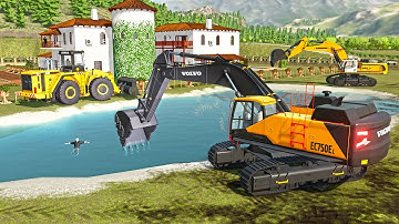 Digging swimming pool for luxury mansion | Farming Simulator 22