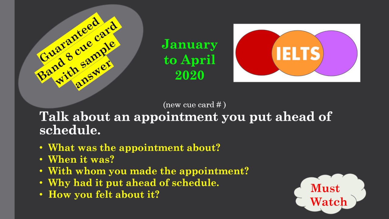 IELTS Cue Card Talk About An Appointment You Put Ahead Of Schedule 
