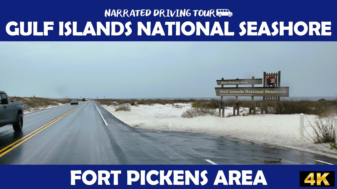 🚗🌊 4K Drive Through Gulf Islands National Seashore, Pensacola Beach, Florida 🏖️✨