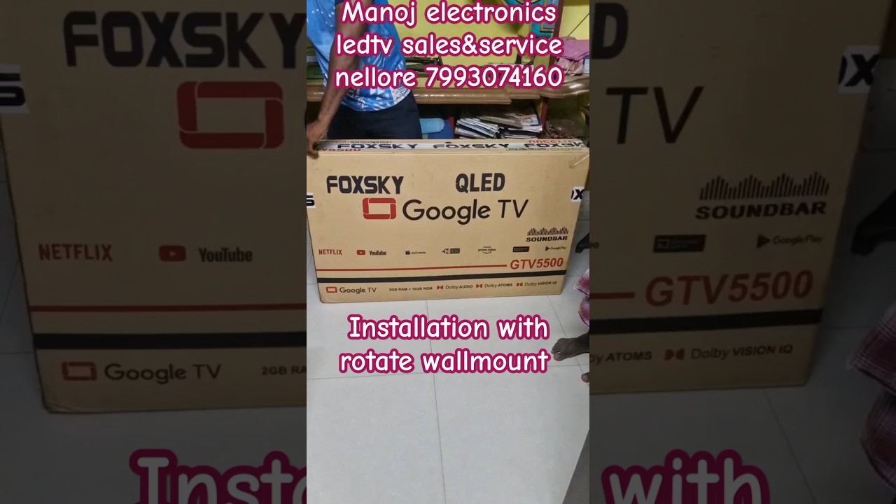 Foxsky 50 inch Qled tv unboxing &installation with rotate wallmount