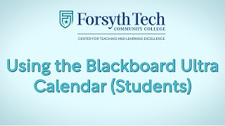 Using The Blackboard Ultra Calendar Students