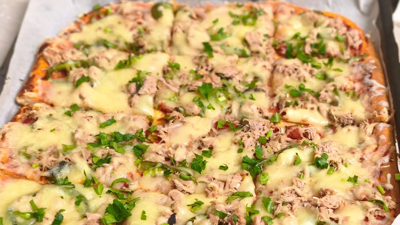 بيتزا تونسية بالتن ورشة المعدنوس خفيفة و هشوشة 