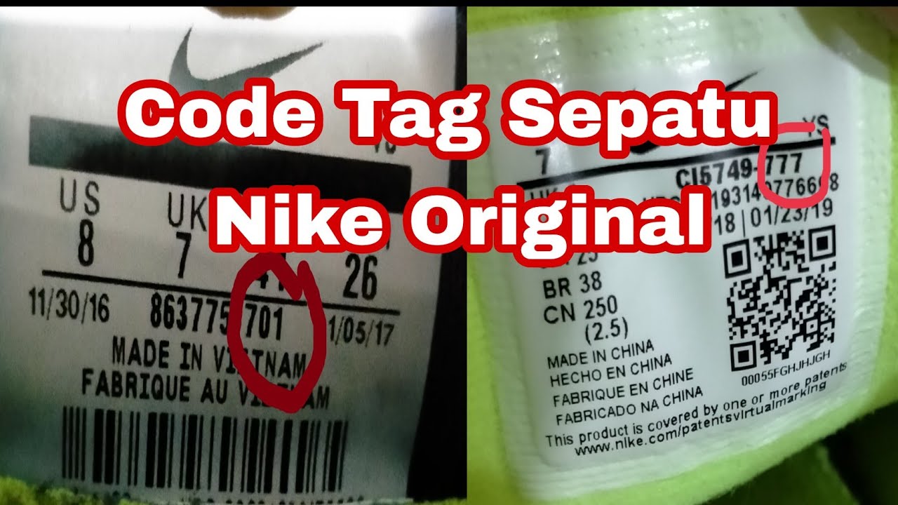 Arti Code Tag Sepatu Nike Original - YouTube