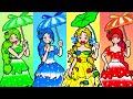 Paper Dolls Dress Up - Fire Girl, Water Girl, Air Girl and Earth Girl - Barbie Story & Crafts