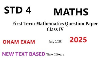 STD 4 Maths Question paper Onam examination First term  evaluation2025-26