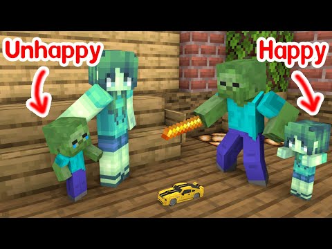 Monster School : Unhappy and Happy - Baby Zombie - Minecraft Animation