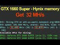 1660 Super - 32 mhs Hynix memory fix! How to Improve Low Hashrate on ETH