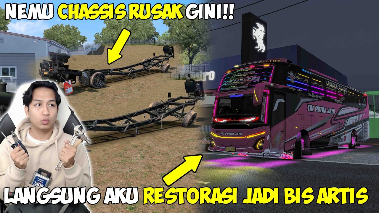 CHASIS RUSAK GINI AKU RESTORASI JADI BIS MEWAH FULL LAMPU STROBO DAN BASURI VIRAL