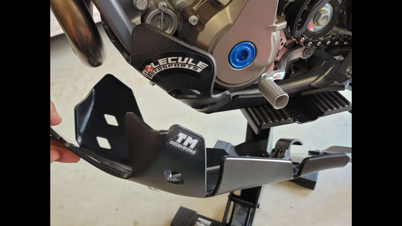 Husky FE 350s: Molecule vs TM Designworks Full Skid Plate with linkage Review and Comparison.