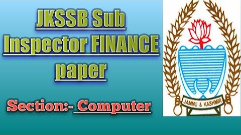 JKSSB Sub Inspector computer section paper