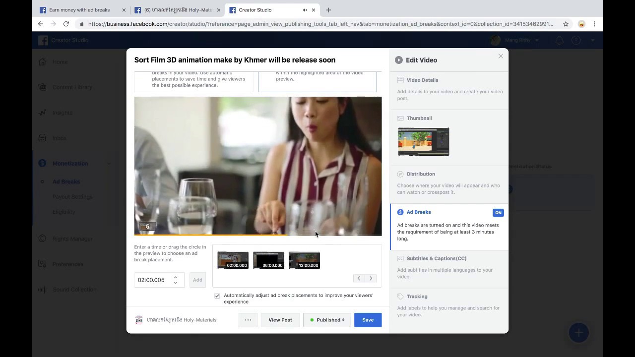 How to earn money your own video on Facebook Ad Breaks(Page)