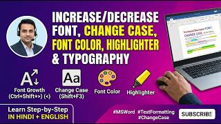 🎯 MS-Word – Increase/Decrease Font, Change Case, Font Color, Highlighter &amp; Typography 🎯