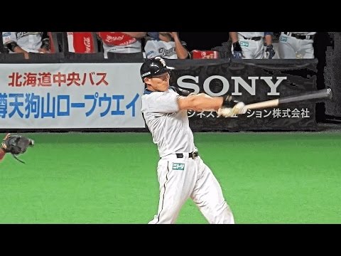 大野奨太がレフトへタイムリーツーベースヒットを放つ～1塁走者ブランドン・レアードが激走し生還する～