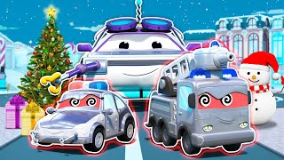 EVIL ROBOT Team Stole Christmas! SUPER RESCUE TEAM Stop Them! - Super Truck Transforms!