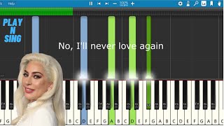 Lady Gaga - with lyrics - I'll Never Love Again (Piano Accompaniment Tutorial with Lyrics / Karaoke)