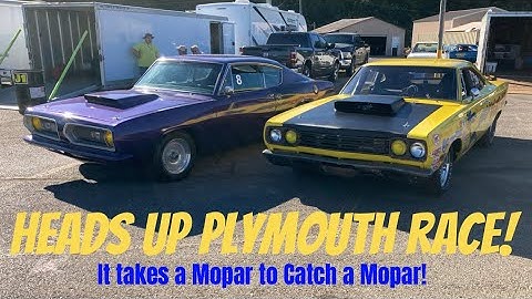 408 Stroker Barracuda vs. 440 Roadrunner! Battle of the Plymouths! #nonamenationals #mopar #dragcar