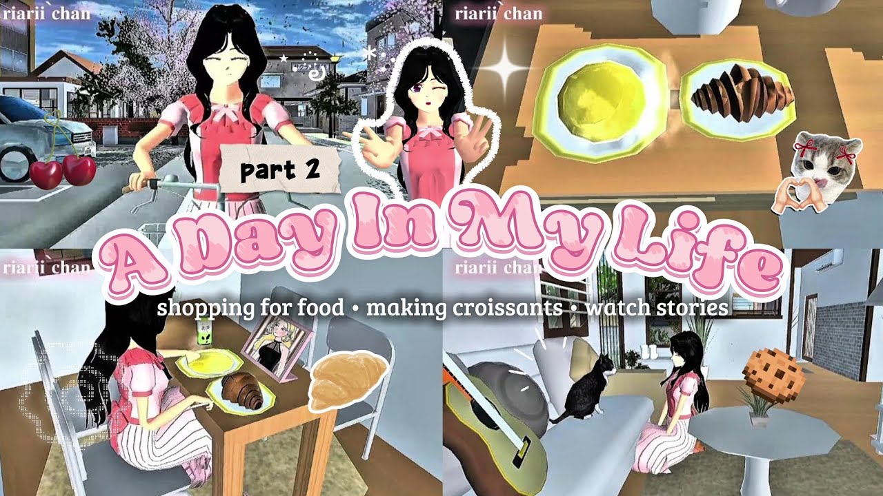A Day In My Life Shopping•Make Croissants•Watch Stories || Sakura School Simulator {サクラスクールシミュレーター}