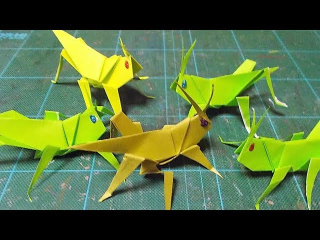 Kimie Gangiの折り紙教室 トノサマバッタ 6本足改良版 Origami Grasshopper Youtube